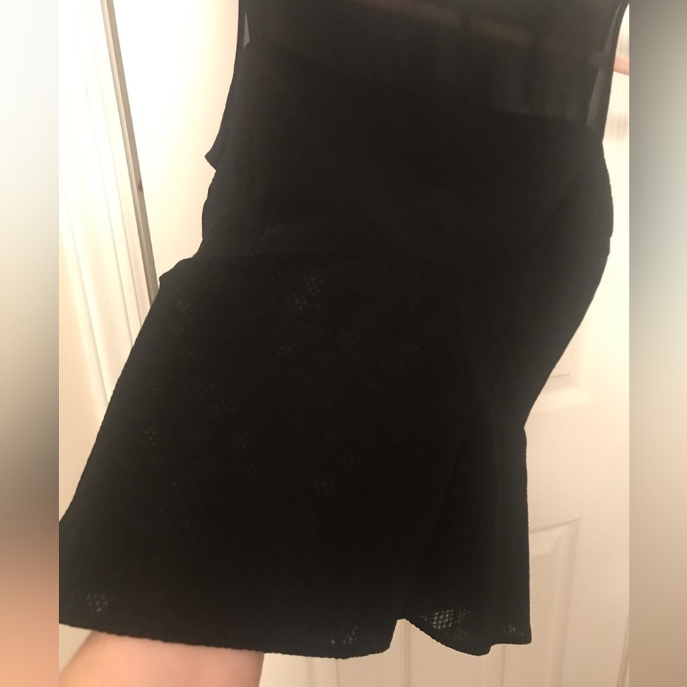 Black Sandro dressy peplum tank with sheer décolletage - Picture 6 of 10